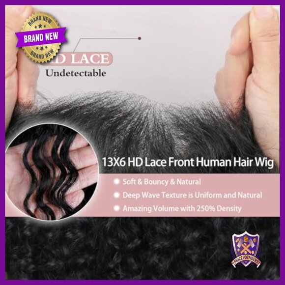 13x6 HD Lace Front Human Hair Wig 250% Density Deep Wave 28 Inch main image 5